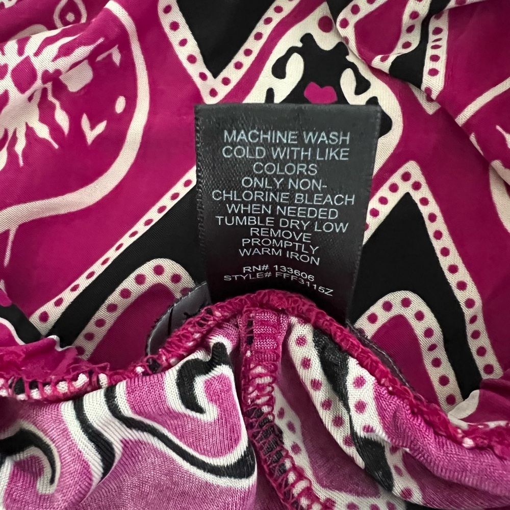 Ashley Stewart Pants Size 14/16 Bold Pink Geometric Print Elastic Waist Stretch - Picture 8 of 9